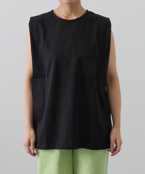 COLONY 2139（コロニートゥーワンスリーナイン）の「スムース天竺タックショルダーノースリーブT（Tシャツ/カットソー・レディース・ブラック/オフホワイト・FREE）」の17枚目の写真