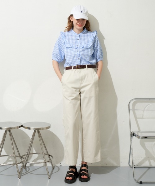 MERLOT(メルロー)の「ギンガムフリル半袖ブラウス(シャツ/ブラウス・レディース・ブラック/レッド/ブルー・FREE)」の21枚目の写真