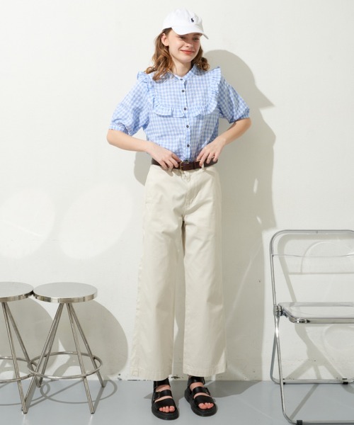 MERLOT(メルロー)の「ギンガムフリル半袖ブラウス(シャツ/ブラウス・レディース・ブラック/レッド/ブルー・FREE)」の20枚目の写真