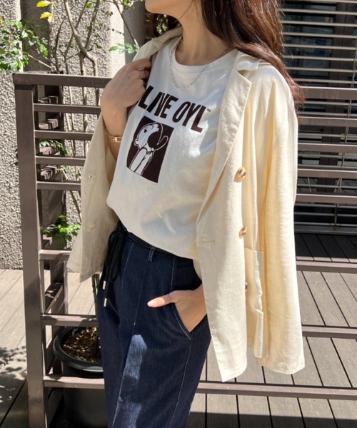 Chez toi（シェトワ）の「リネンテーラードジャケット（テーラードジャケット・レディース・ベージュ/ネイビー/オフホワイト・FREE）」の2枚目の写真