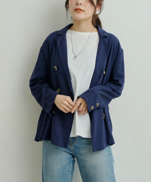 Chez toi（シェトワ）の「リネンテーラードジャケット（テーラードジャケット・レディース・ベージュ/ネイビー/オフホワイト・FREE）」の17枚目の写真