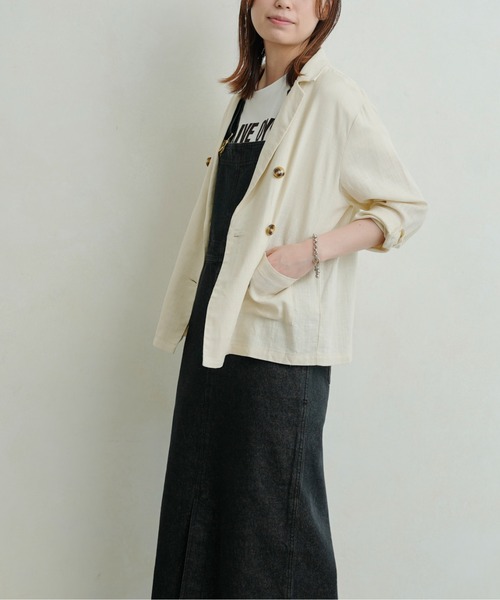 Chez toi（シェトワ）の「リネンテーラードジャケット（テーラードジャケット・レディース・ベージュ/ネイビー/オフホワイト・FREE）」の16枚目の写真