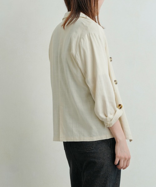 Chez toi（シェトワ）の「リネンテーラードジャケット（テーラードジャケット・レディース・ベージュ/ネイビー/オフホワイト・FREE）」の11枚目の写真