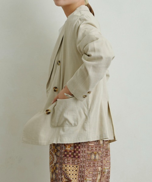 Chez toi（シェトワ）の「リネンテーラードジャケット（テーラードジャケット・レディース・ベージュ/ネイビー/オフホワイト・FREE）」の7枚目の写真