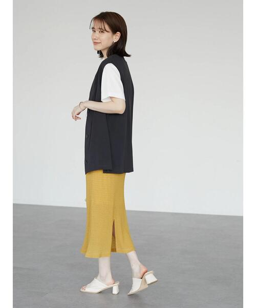 Green　Parks（グリーンパークス）の「カットソーVネックベスト（ベスト・レディース・グレー/ベージュ/ダークグリーン・FREE）」の6枚目の写真