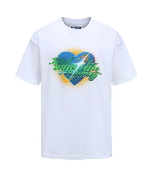 Never mind the XU / Chikashitsu+（ネバーマインド ザ エックスユー / チカシツプラス）の「【DO WHAT WE WANT/ドゥーワットウィーウォント】 Speeding Love Tee/ハート ロゴ グラフィック 3Dロゴ Tシャツ 半袖（Tシャツ/カットソー・メンズ・ホワイト/ブラック・L/XL/M）」の3枚目の写真