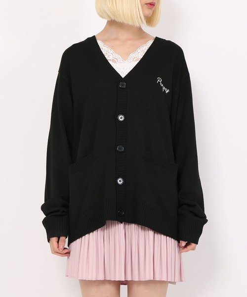 PUNYUS（プニュズ）の「ワンポイントロゴカーディガン（カーディガン/ボレロ・レディース・ブラック/グレー/グリーン/ベージュ/パープル/カーキ・2/1/4/3）」の15枚目の写真