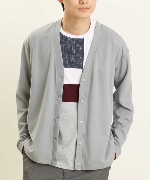 a.v.v（アーヴェヴェ）の「梨地カーディガン（カーディガン/ボレロ・メンズ・グレー/ブルー/ミント/グリーン・46/48/50）」の2枚目の写真