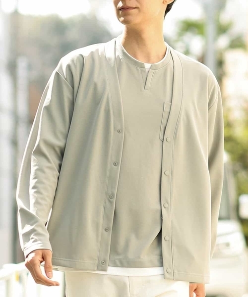 a.v.v（アーヴェヴェ）の「梨地カーディガン（カーディガン/ボレロ・メンズ・グレー/ブルー/ミント/グリーン・46/48/50）」の4枚目の写真