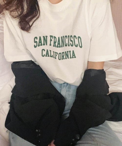 Dalfwin(ダールフィン)の「SAN FRANCISCOロゴ半袖Tシャツ(Tシャツ/カットソー・レディース・ホワイト/グレー系その他/クリーム・FREE)」の2枚目の写真