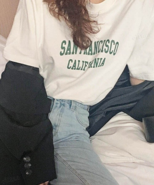 Dalfwin(ダールフィン)の「SAN FRANCISCOロゴ半袖Tシャツ(Tシャツ/カットソー・レディース・ホワイト/グレー系その他/クリーム・FREE)」の5枚目の写真