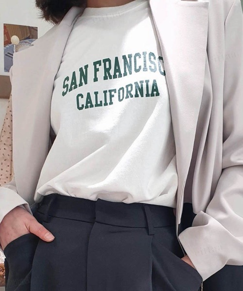 Dalfwin(ダールフィン)の「SAN FRANCISCOロゴ半袖Tシャツ(Tシャツ/カットソー・レディース・ホワイト/グレー系その他/クリーム・FREE)」の6枚目の写真
