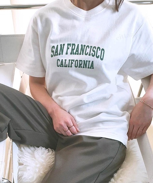 Dalfwin(ダールフィン)の「SAN FRANCISCOロゴ半袖Tシャツ(Tシャツ/カットソー・レディース・ホワイト/グレー系その他/クリーム・FREE)」の7枚目の写真