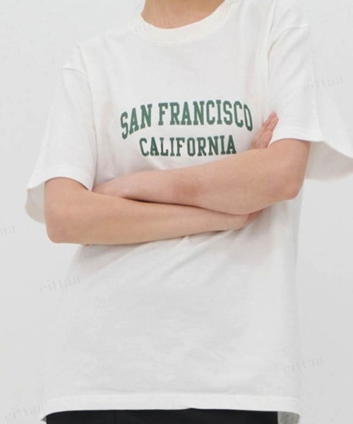 Dalfwin(ダールフィン)の「SAN FRANCISCOロゴ半袖Tシャツ(Tシャツ/カットソー・レディース・ホワイト/グレー系その他/クリーム・FREE)」の8枚目の写真