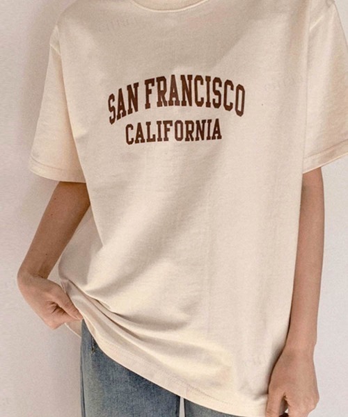 Dalfwin(ダールフィン)の「SAN FRANCISCOロゴ半袖Tシャツ(Tシャツ/カットソー・レディース・ホワイト/グレー系その他/クリーム・FREE)」の22枚目の写真