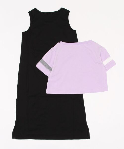 PINKHUNT(ピンクハント)の「PINKHUNT ショート丈Tシャツセットワンピース 6968K(ワンピース・キッズ・パープル/ホワイト・140cm/150cm/160cm/130cm/120cm)」の3枚目の写真