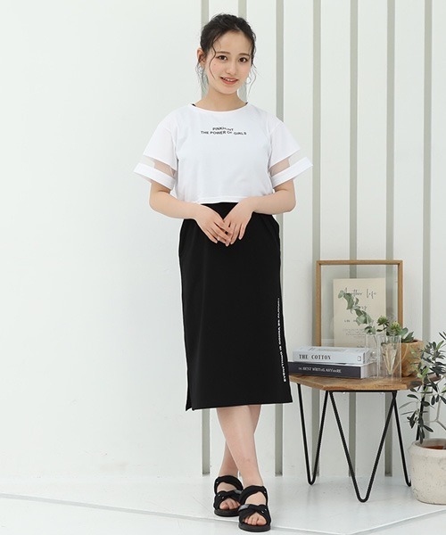 PINKHUNT(ピンクハント)の「PINKHUNT ショート丈Tシャツセットワンピース 6968K(ワンピース・キッズ・パープル/ホワイト・140cm/150cm/160cm/130cm/120cm)」の2枚目の写真