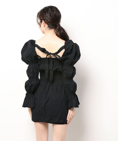 Narcissus(ナルシス)の「【Narcissus WEBSTORE 限定商品】パフリボンワンピース(シャツワンピース・レディース・ブラック・FREE)」の7枚目の写真