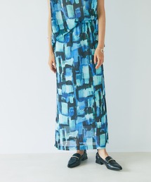 オンブレブロックストレートスカート