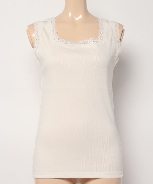 ehka sopo（エヘカソポ）の「スクエアレースタンクトップ（タンクトップ・レディース・グレー/オフホワイト/ブラック・ﾌﾘ-）」の6枚目の写真
