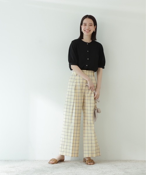 N.（N. Natural Beauty Basic）（エヌエヌナチュラルビューティーベーシック）の「◆チェックワイドストレートパンツ（その他パンツ・レディース・ブラック系その他/グリーン系その他/イエロー系その他・MEDIUM）」の10枚目の写真