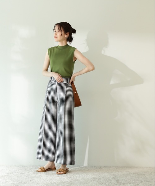 N.（N. Natural Beauty Basic）（エヌエヌナチュラルビューティーベーシック）の「◆チェックワイドストレートパンツ（その他パンツ・レディース・ブラック系その他/グリーン系その他/イエロー系その他・MEDIUM）」の5枚目の写真