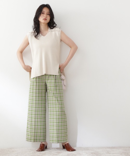 N.（N. Natural Beauty Basic）（エヌエヌナチュラルビューティーベーシック）の「◆チェックワイドストレートパンツ（その他パンツ・レディース・ブラック系その他/グリーン系その他/イエロー系その他・MEDIUM）」の16枚目の写真