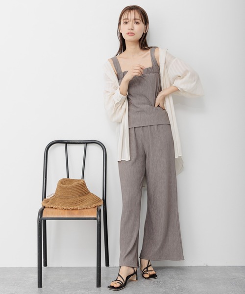 mysty woman(ミスティウーマン)の「楊柳ビスチェ×ワイドパンツ 287706(セットアップ・レディース・チャコールグレー/ブラック/オレンジ/グレー系その他・FREE)」の9枚目の写真