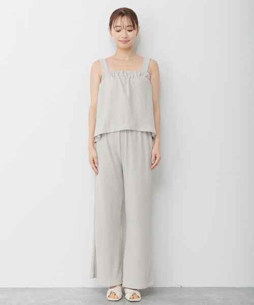 mysty woman(ミスティウーマン)の「楊柳ビスチェ×ワイドパンツ 287706(セットアップ・レディース・チャコールグレー/ブラック/オレンジ/グレー系その他・FREE)」の7枚目の写真