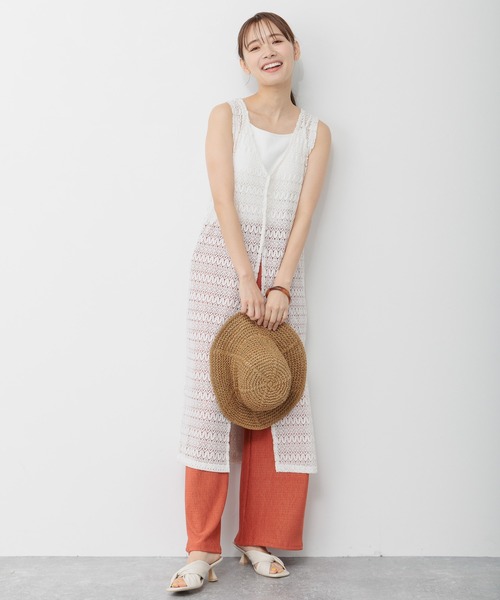 mysty woman(ミスティウーマン)の「楊柳ビスチェ×ワイドパンツ 287706(セットアップ・レディース・チャコールグレー/ブラック/オレンジ/グレー系その他・FREE)」の17枚目の写真