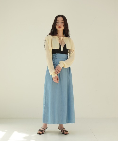 「TINA：JOJUN」 ボレロ M イエロー レディース かぎ針 エッジカーディガン TINA：JOJUN（カーディガン/ボレロ
