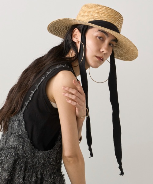 Libra Cue（リブラ キュー）の「ラフィアリボンカンカン帽（ハット・レディース・ナチュラル・FREE）」の10枚目の写真