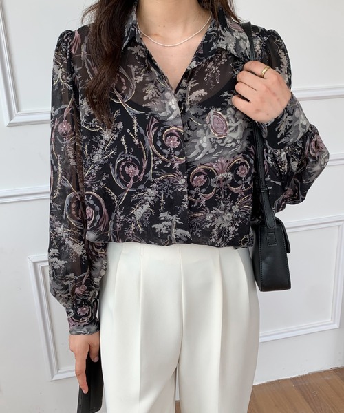 ABITOKYO(アビトーキョー)の「ルーズシルエット総柄レディーシャツ(シャツ/ブラウス・レディース・ベージュ/ブルー/ブラック・L/M)」の8枚目の写真