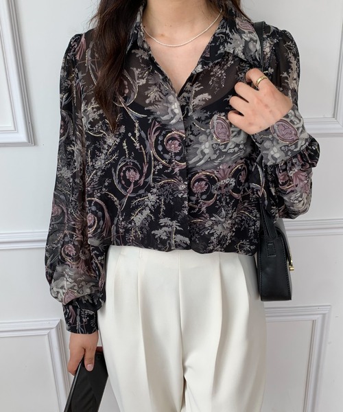 ABITOKYO(アビトーキョー)の「ルーズシルエット総柄レディーシャツ(シャツ/ブラウス・レディース・ベージュ/ブルー/ブラック・L/M)」の11枚目の写真