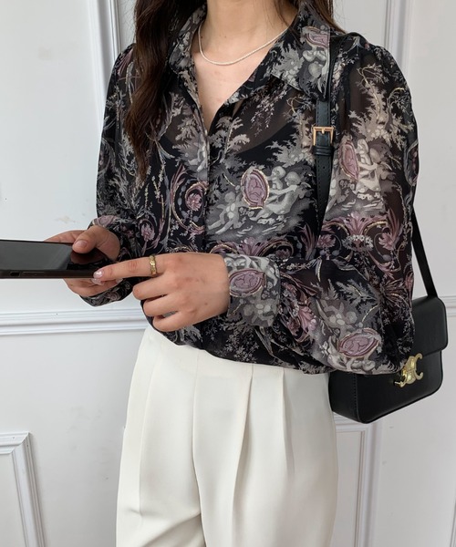 ABITOKYO(アビトーキョー)の「ルーズシルエット総柄レディーシャツ(シャツ/ブラウス・レディース・ベージュ/ブルー/ブラック・L/M)」の12枚目の写真