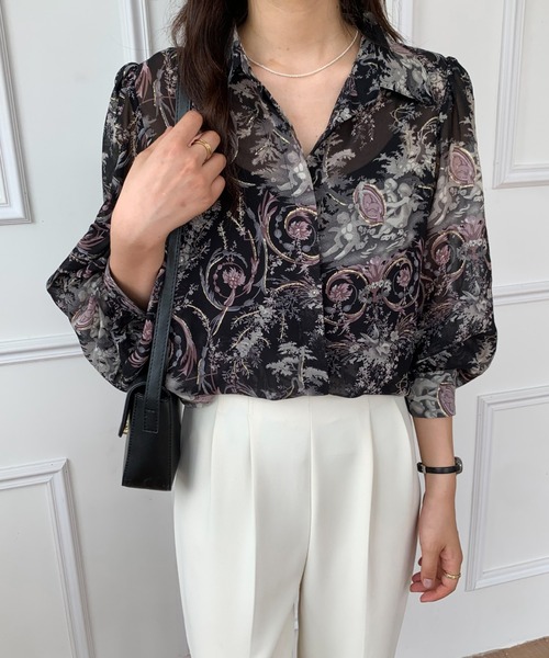 ABITOKYO(アビトーキョー)の「ルーズシルエット総柄レディーシャツ(シャツ/ブラウス・レディース・ベージュ/ブルー/ブラック・L/M)」の15枚目の写真