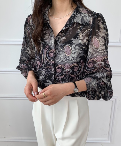 ABITOKYO(アビトーキョー)の「ルーズシルエット総柄レディーシャツ(シャツ/ブラウス・レディース・ベージュ/ブルー/ブラック・L/M)」の22枚目の写真