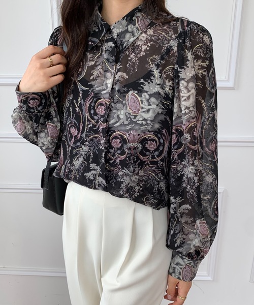 ABITOKYO(アビトーキョー)の「ルーズシルエット総柄レディーシャツ(シャツ/ブラウス・レディース・ベージュ/ブルー/ブラック・L/M)」の16枚目の写真