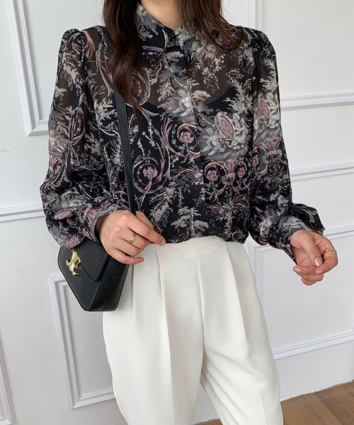 ABITOKYO(アビトーキョー)の「ルーズシルエット総柄レディーシャツ(シャツ/ブラウス・レディース・ベージュ/ブルー/ブラック・L/M)」の18枚目の写真