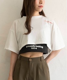 Alite cloth（アリーテクロス）の「ロゴチラ見せタンクセットTシャツ（アンサンブル）」