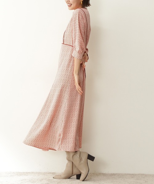 N.(N. Natural Beauty Basic)(エヌエヌナチュラルビューティーベーシック)の「◆キカプリントパイピングワンピース(ワンピース・レディース・ホワイト系その他/ブラック系その他/レッド系その他・MEDIUM)」の7枚目の写真