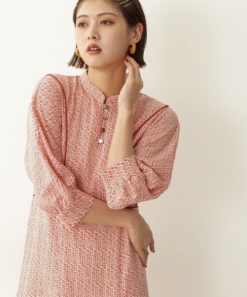 N.(N. Natural Beauty Basic)(エヌエヌナチュラルビューティーベーシック)の「◆キカプリントパイピングワンピース(ワンピース・レディース・ホワイト系その他/ブラック系その他/レッド系その他・MEDIUM)」の9枚目の写真