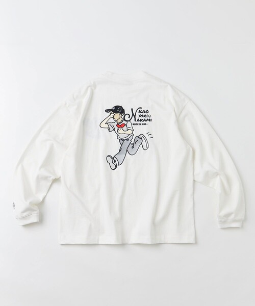 kaoyorinakami（カオヨリナカミ）の「KAOYORINAKAMI×FREAK’S STORE/カオヨリナカミ×フリークスストア “Punch Boy” L/S/パンチボーイ 刺繍/ロングスリーブTEE（Tシャツ/カットソー・メンズ・ホワイト/グリーン/サックスブルー・MEDIUM/LARGE/X-LARGE）」の5枚目の写真