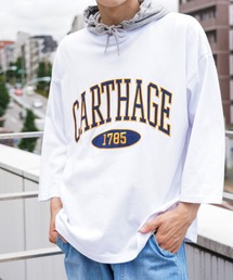 カレッジロゴワッペンフェイクレイヤードパーカー