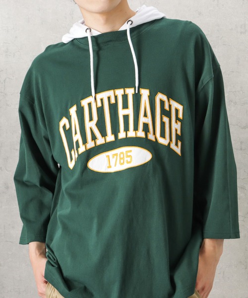 NAVY(ネイビー)の「カレッジロゴワッペンフェイクレイヤードパーカー(パーカー・メンズ・ホワイト/グリーン/ネイビー/イエロー・L/M/XL)」の22枚目の写真