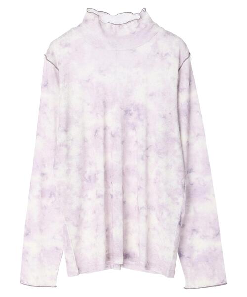 Green Parks(グリーンパークス)の「タイダイ柄シアータートル(Tシャツ/カットソー・レディース・パープル/ブラウン/ライトグレー・FREE)」の1枚目の写真