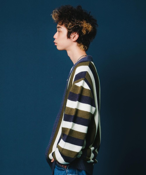 XLARGE（エクストララージ）の「STRIPE KNIT CARDIGAN（ニット/セーター・メンズ・ブラウン/ブラック/ネイビー・XL/M/L）」の13枚目の写真