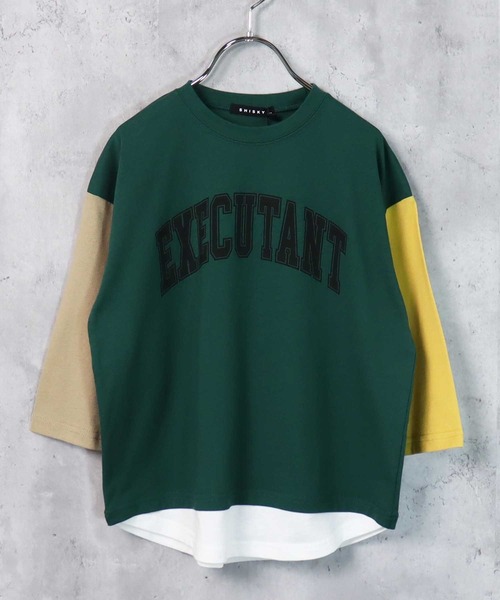 THE CASUAL(カジュアル)の「ビッグシルエット裾フェイク長袖Tシャツ(Tシャツ/カットソー・キッズ・ブラック/ダークグリーン/ベージュ/ネイビー/杢グレー/チャコール/ブラック系/グレー系/グレー系1/ベージュ系/ダークグリーン系/ネイビー系・110cm/120cm/130cm/140cm/150cm/160cm)」の10枚目の写真