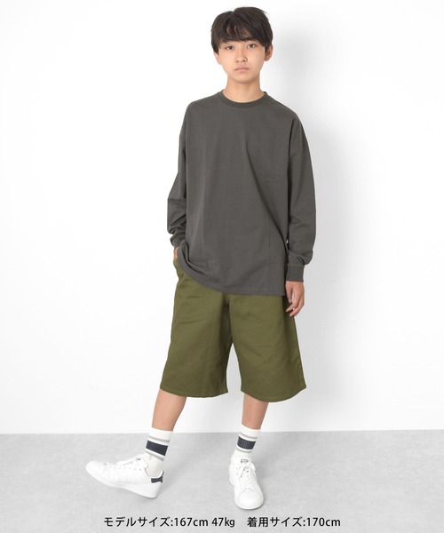 GLAZOS（グラソス）の「ビッグシルエット・オーバーラッピングバックプリントTシャツ（Tシャツ/カットソー・キッズ・ホワイト/チャコールグレー/エメラルド・140cm/150cm/160cm/170cm）」の10枚目の写真