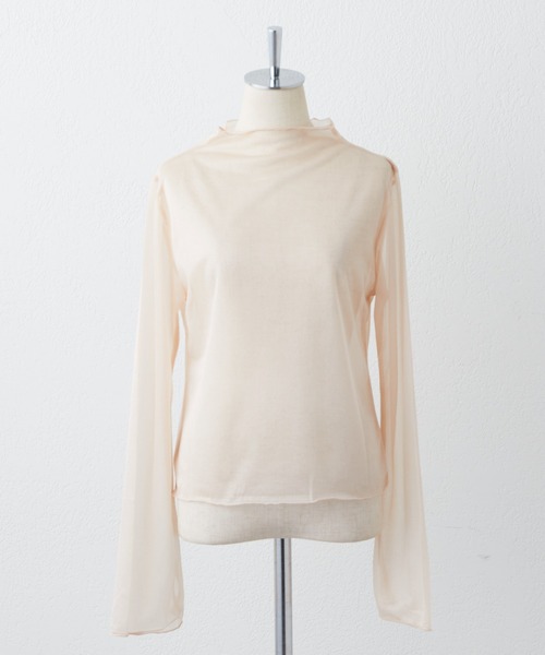 one after another NICE CLAUP(ワンアフターアナザーナイスクラップ)の「レイヤードスタイルにはこれ。袖フレアシアートップス(Tシャツ/カットソー・レディース・ベージュ/ブラウン/アイボリー・FREE)」の6枚目の写真